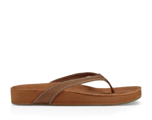 Tong Sanuk She Loungey Cuir Femme - Marron GZANWD428